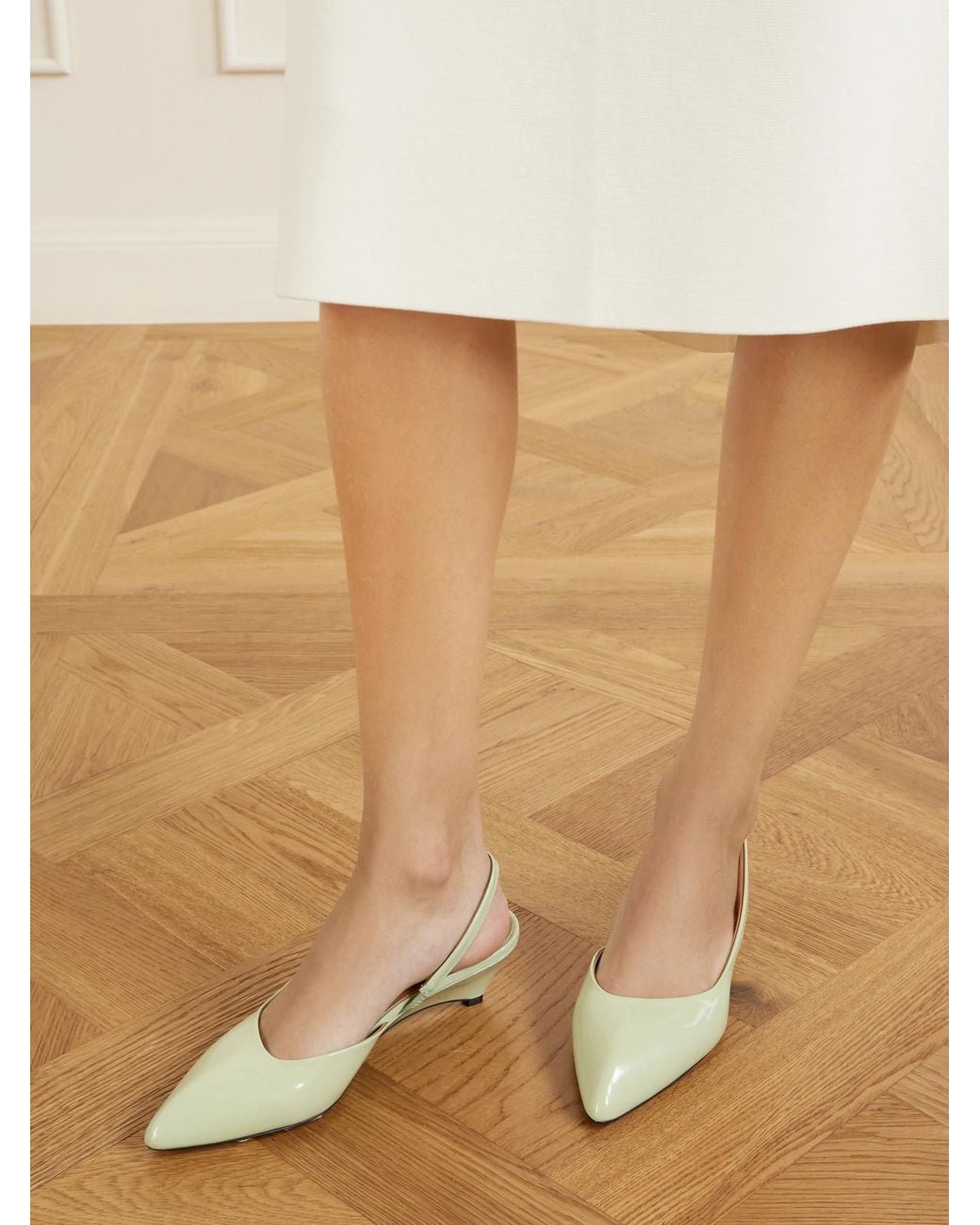 Jil Sander Natural Arc Patent Leather Sandals