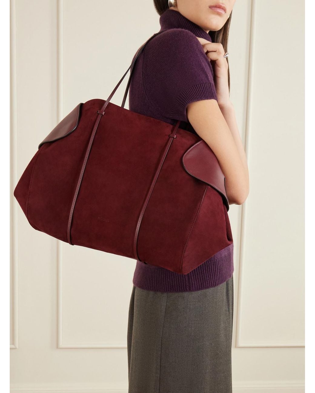 Neous Red Berenices Suede And Leather Tote