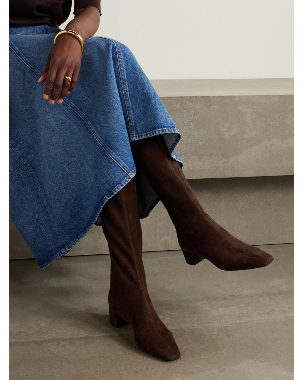 Aquazzura Brown Saint Honoré 35 Suede Knee Boots