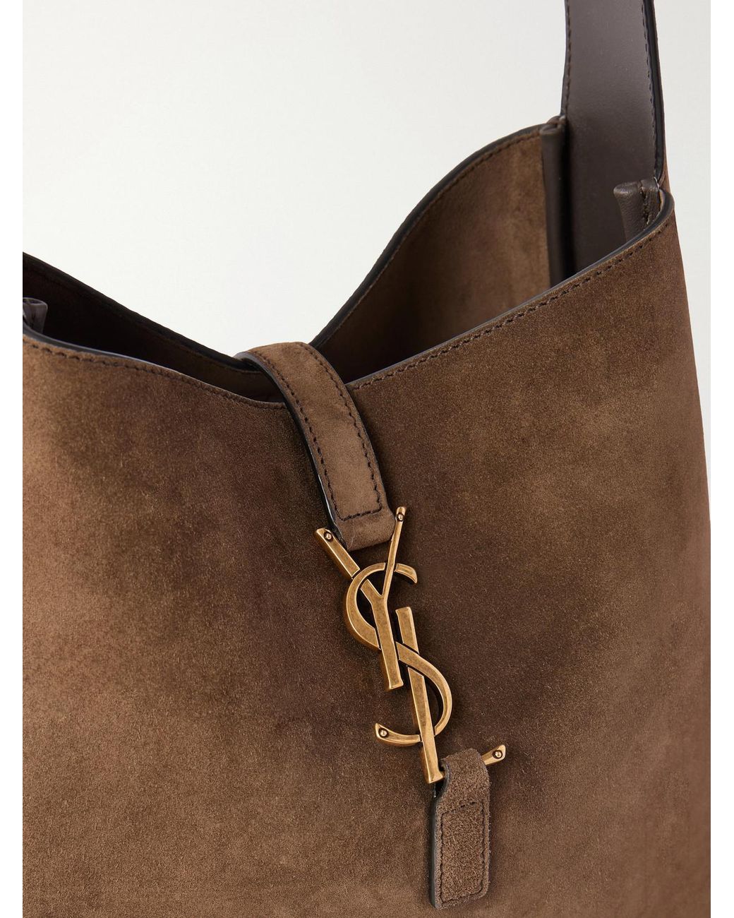 Saint Laurent White Le 5 À 7 Suede Shoulder Bag