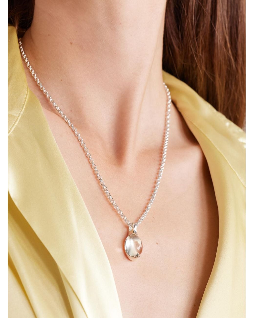 Loren Stewart White Orb Sterling Quartz Necklace