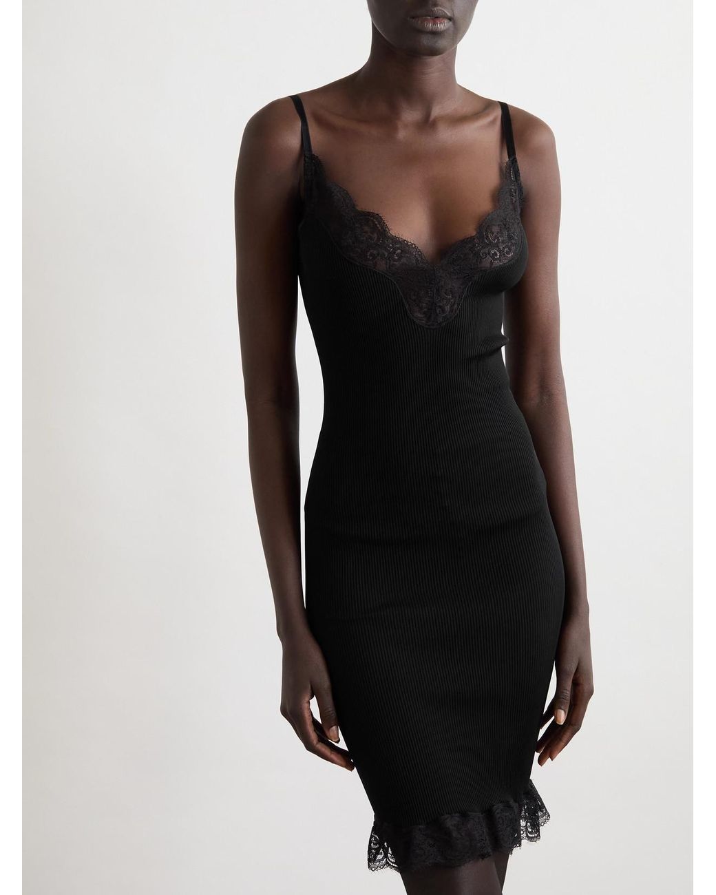 Saint Laurent Silk Lace Mini Dress in Black | Lyst Australia Saint Laurent Silk Lace Mini Dress in Black | Lyst Australia