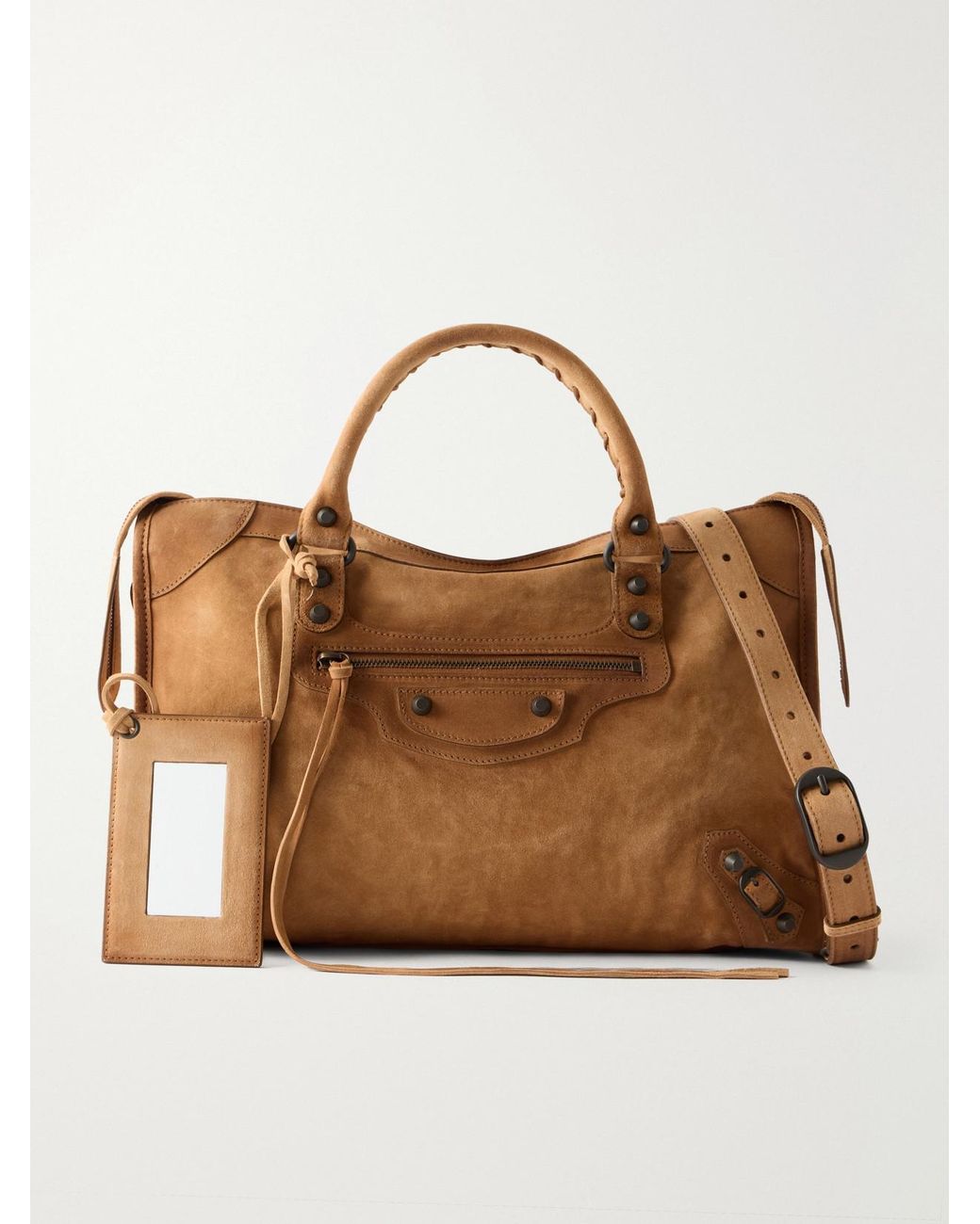 Balenciaga Brown Le City Medium Suede Shoulder Bag