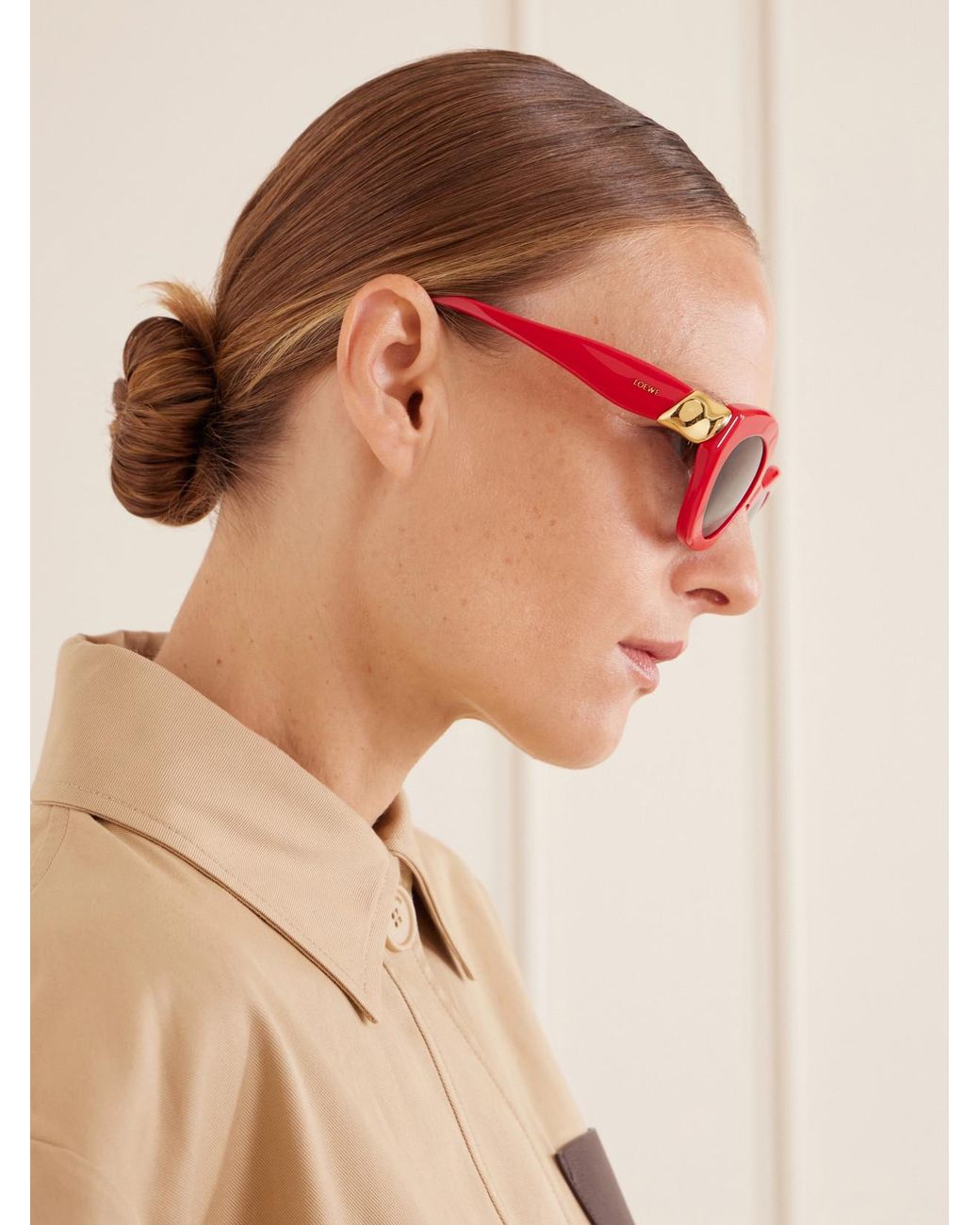Loewe Red Coil Cat-Eye Acetate Sunglasses
