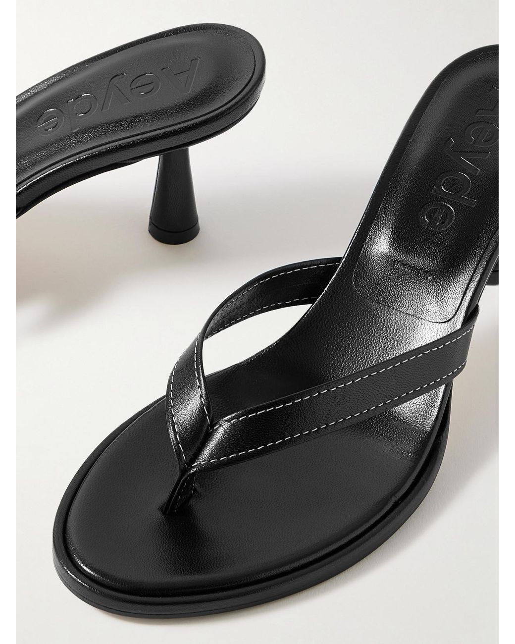 Aeyde Black Daphne Leather Sandals