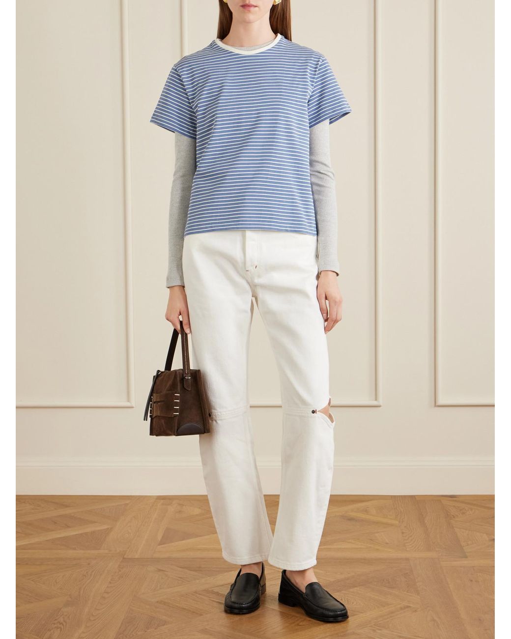 Still Here Blue Striped Cotton-Jersey T-Shirt