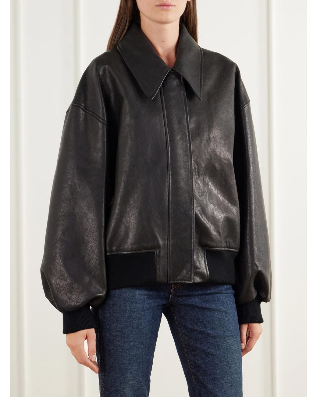 Khaite Black Aimee Leather Jacket