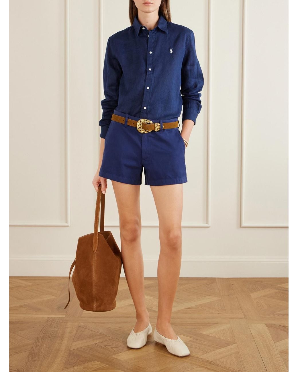 Polo Ralph Lauren Blue Embroidered Linen Shirt