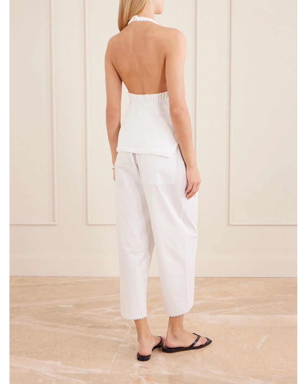 Rohe White Knitted Cotton Halterneck Top