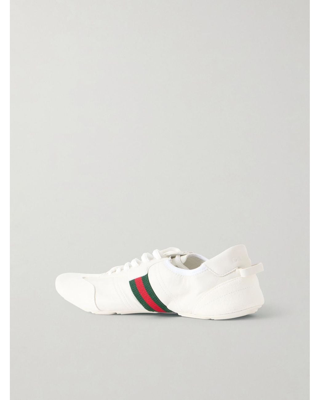 Gucci White Flex Suede-Trimmed Leather Sneakers