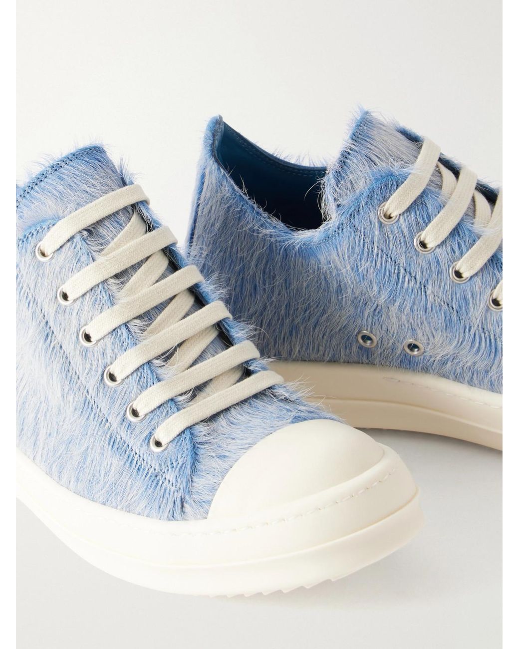 Rick Owens Blue Ramones Calf-Hair And Leather Sneakers