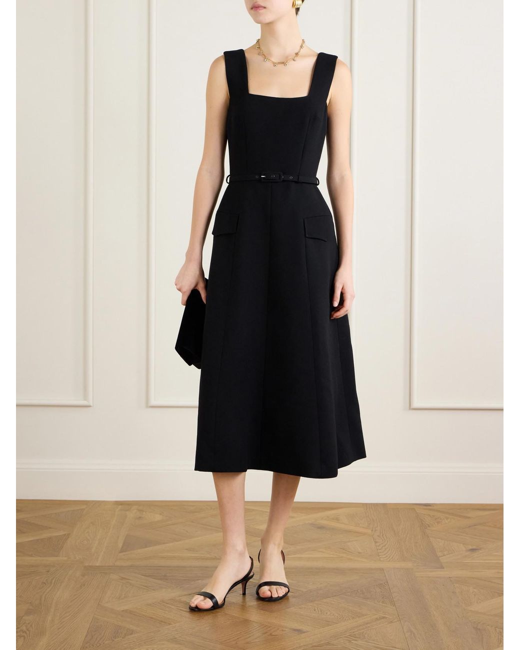 Emilia Wickstead Blue Petra Wool Crepe Dress