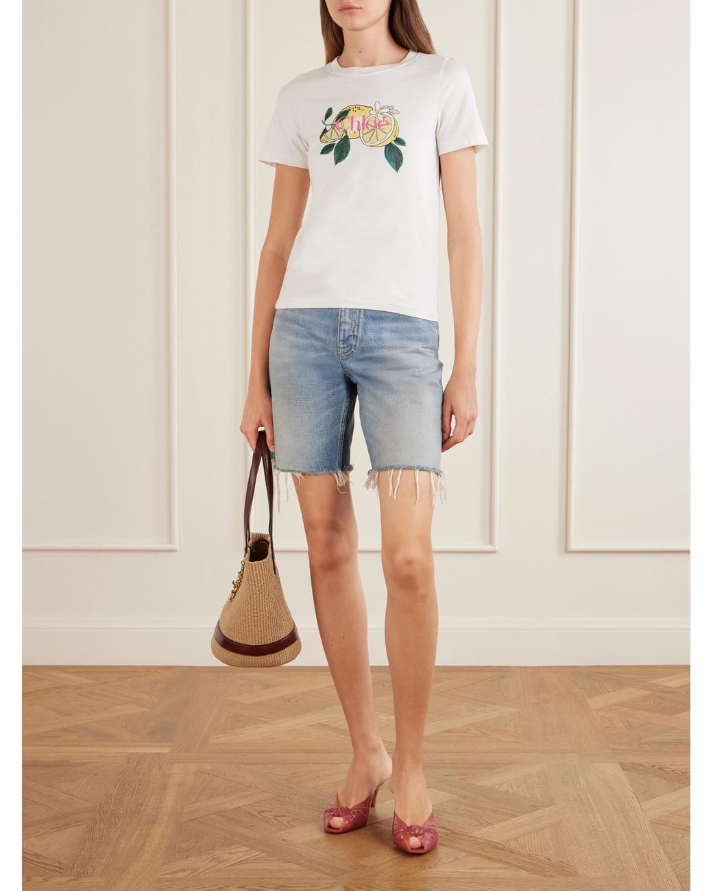 Chloé Blue Frayed Denim Shorts