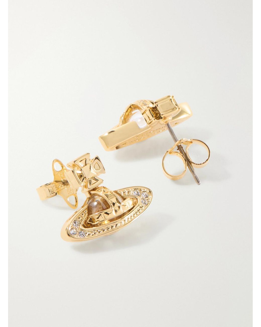 Vivienne Westwood Metallic Pina-Toned Crystal-Embellished Earrings