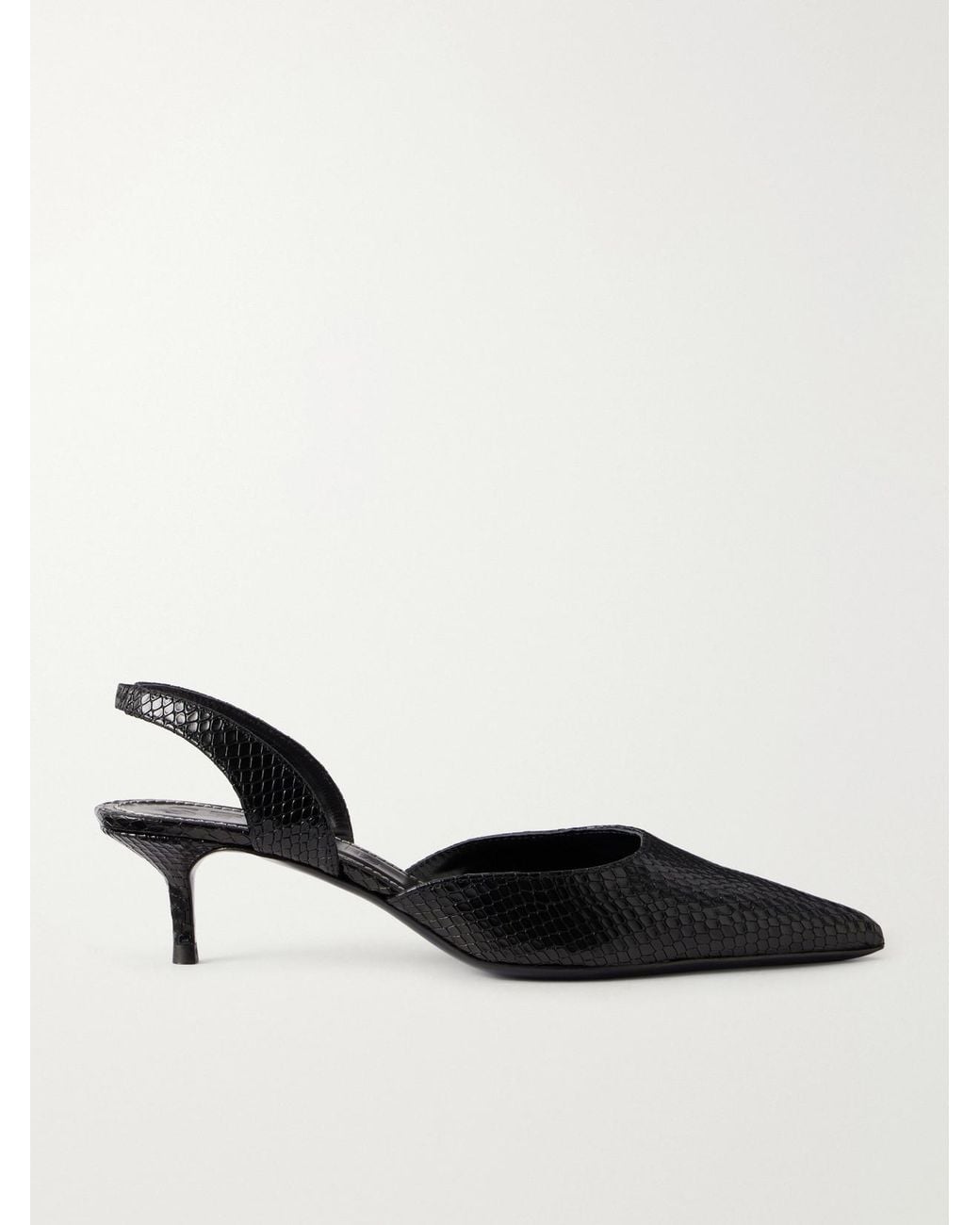 Staud Black Sebastian Snake-Effect Leather Pumps