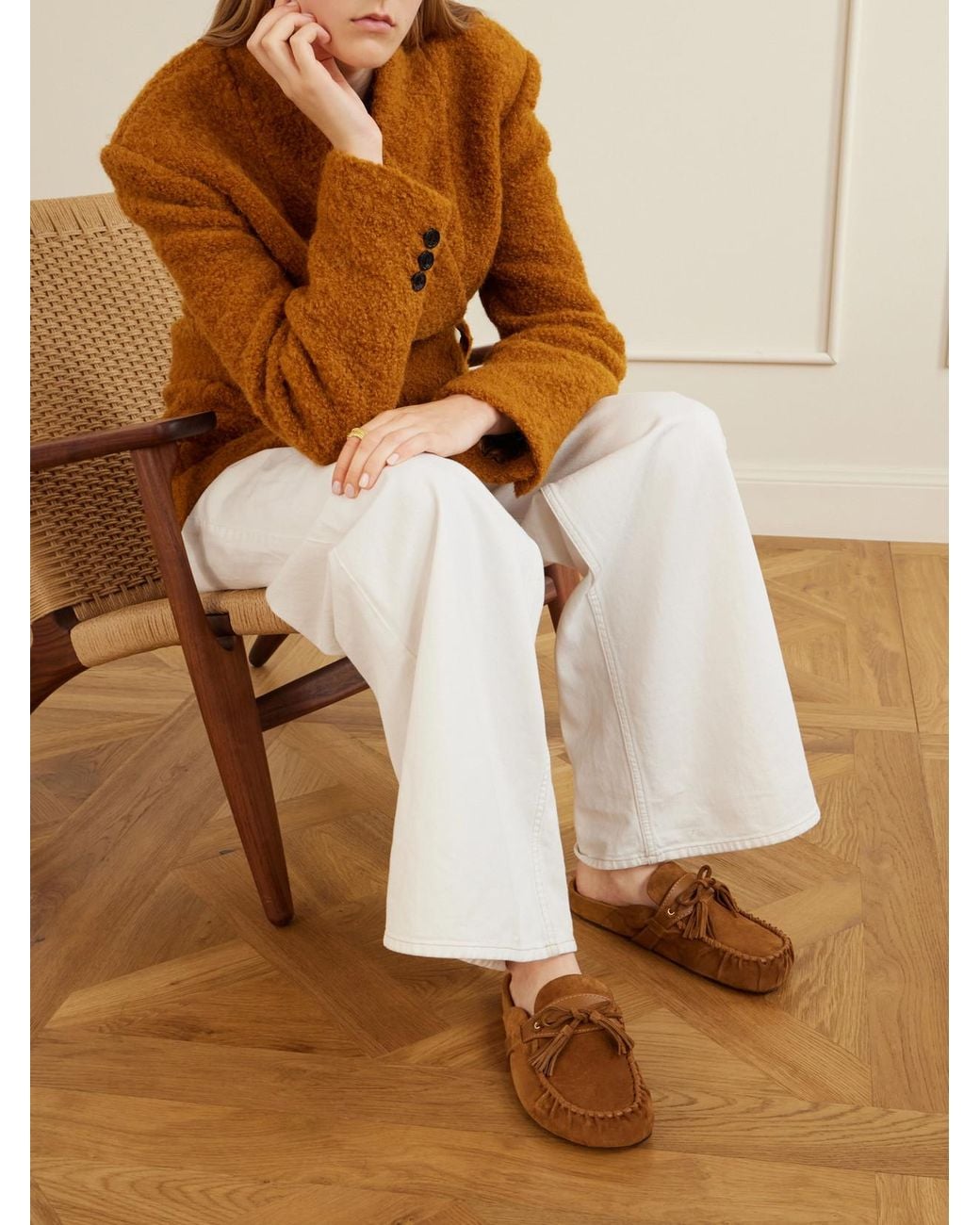 Isabel Marant Brown Malvin Tasseled Leather-Trimmed Suede Mules