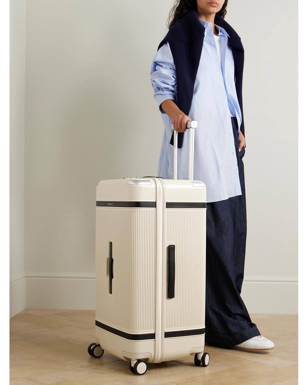 Aviator Trunk Vegan Leather-Trimmed Recycled-Hardshell Suitcase
