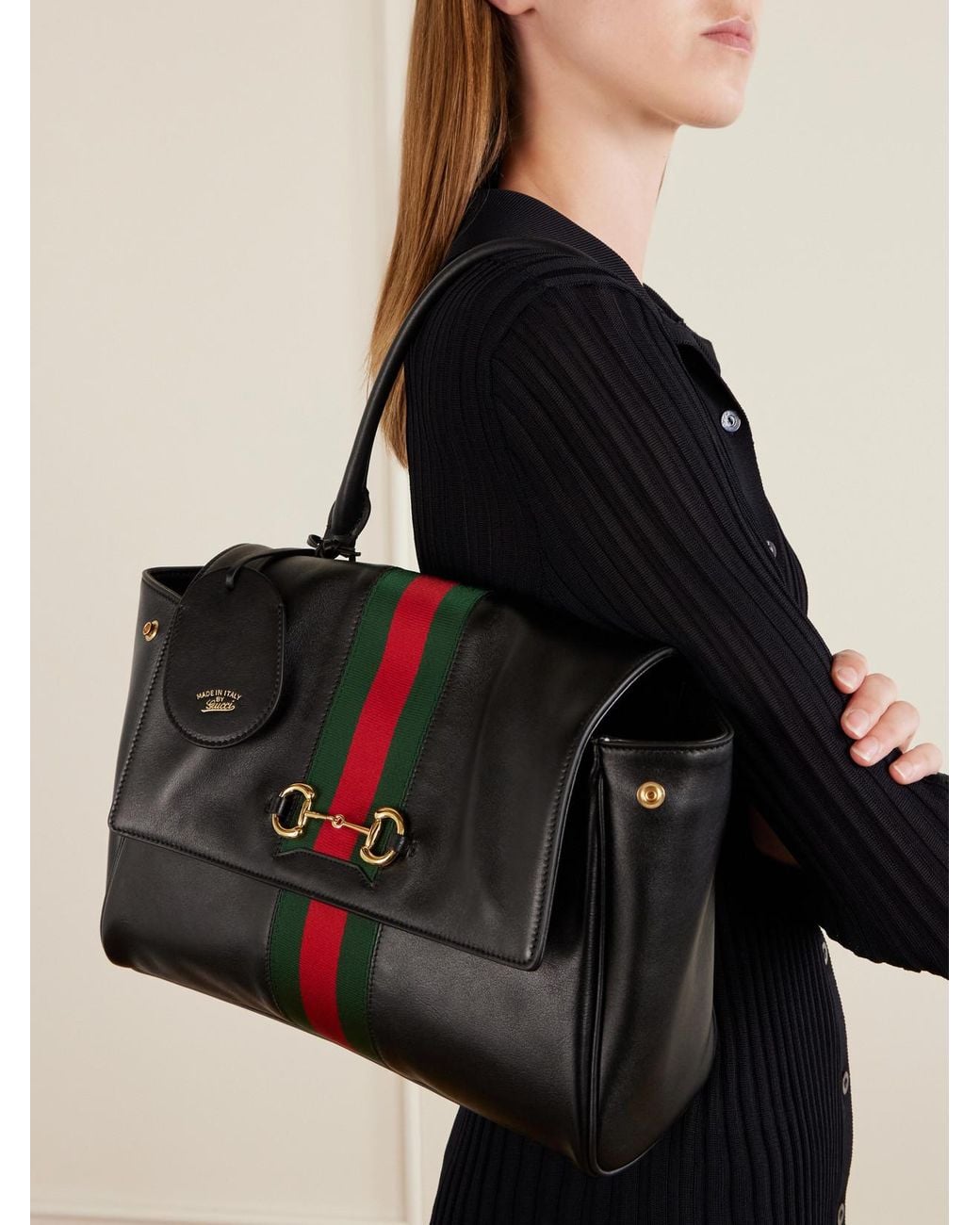 Gucci Black Paparazzo Medium Leather Shoulder Bag