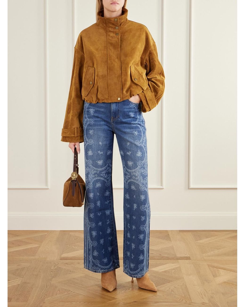 Veronica Beard Brown Bateman Cropped Suede Jacket
