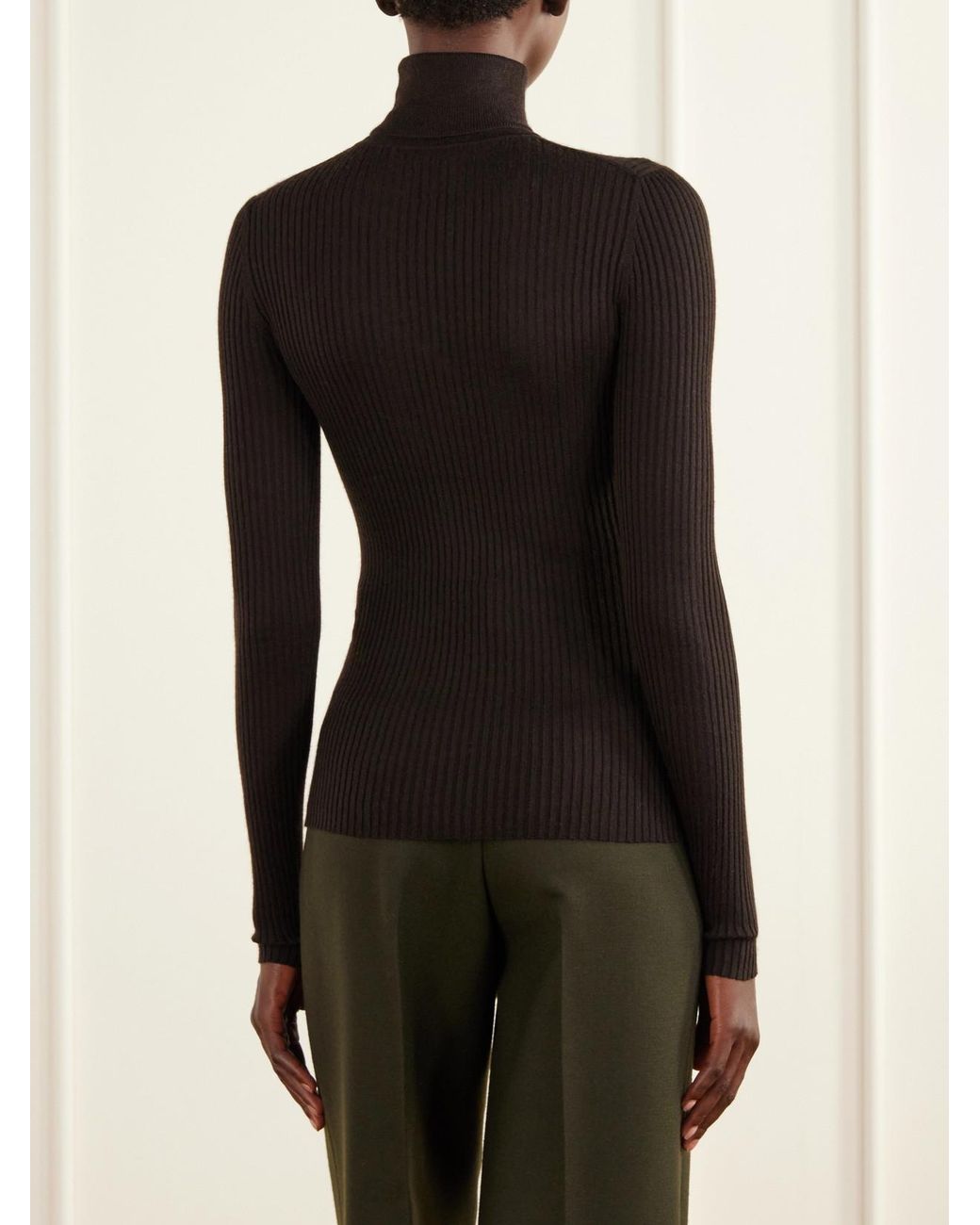 Gabriela Hearst Black Peppe Ribbed Cashmere-Blend Sweater