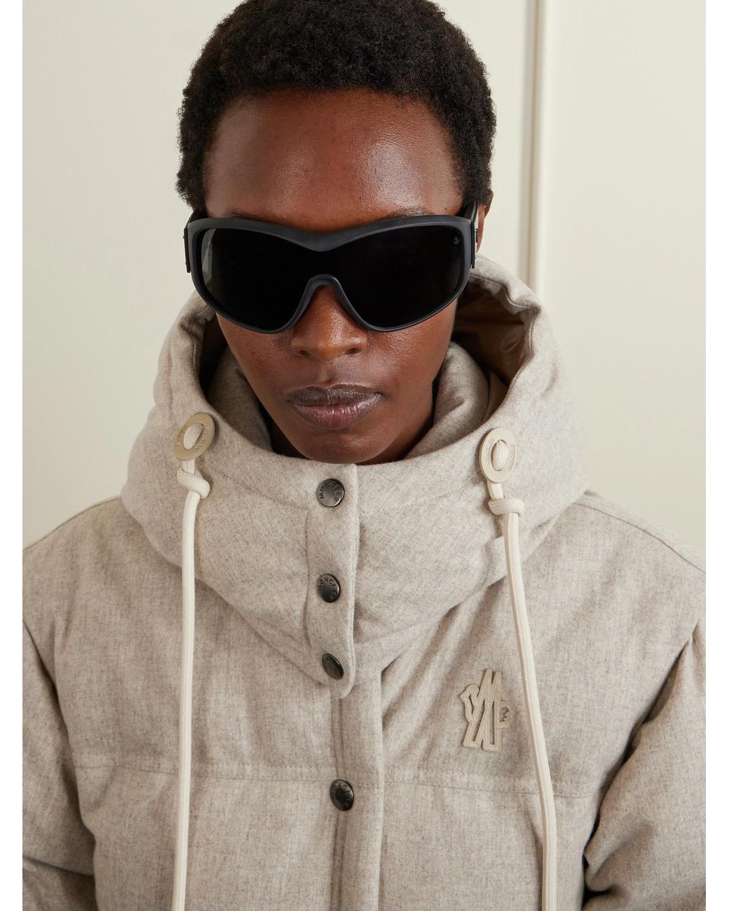Moncler Black Thyra Oval-Frame Ski Sunglasses