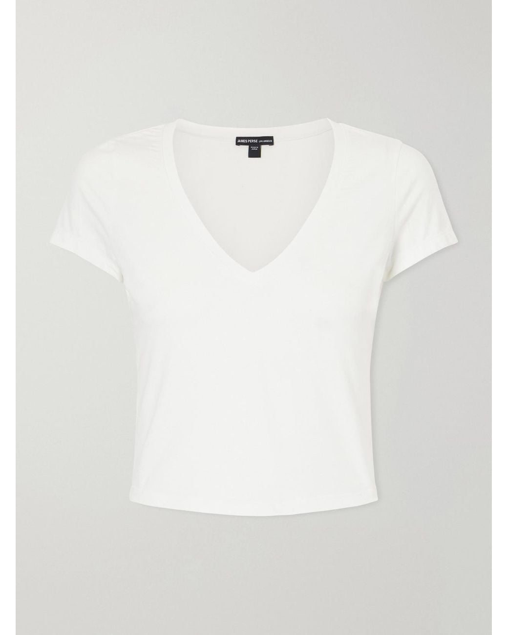 James Perse White Cropped Cotton-Blend Jersey T-Shirt