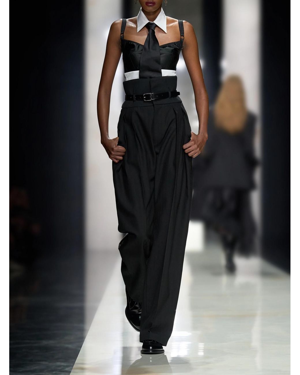 Dolce & Gabbana Black Cropped Paneled Satin Bustier Top