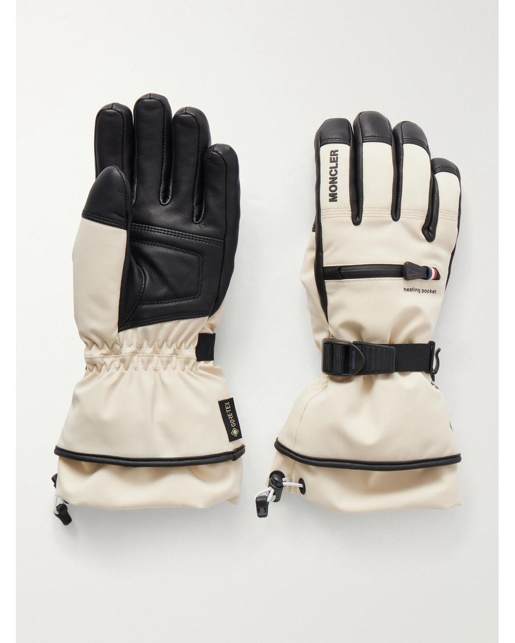 Moncler Black Leather-Trimmed Gore-Tex Ski Gloves