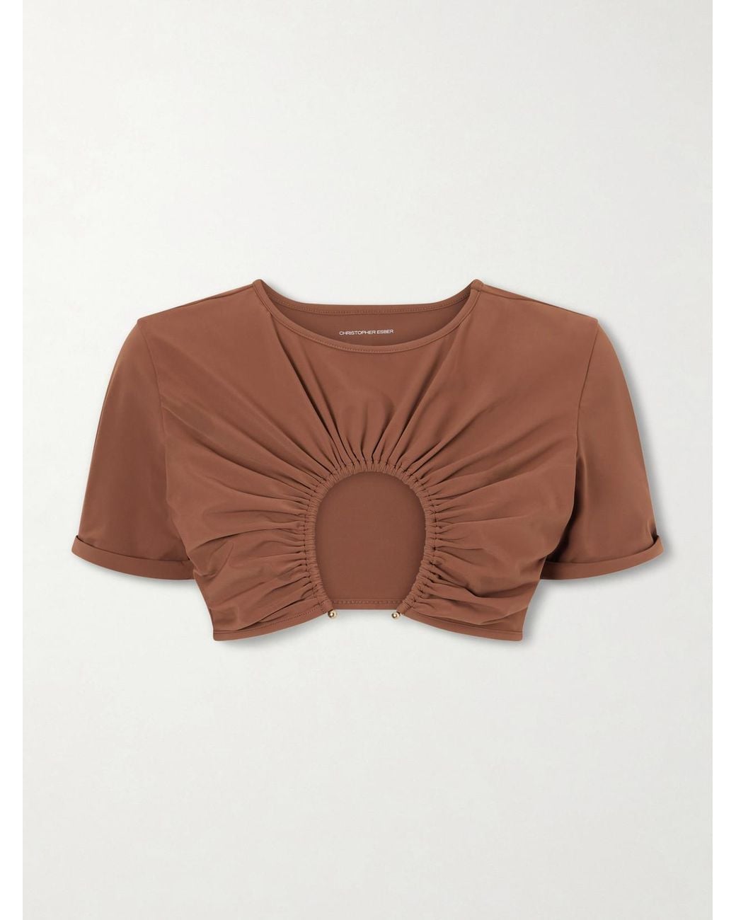 Christopher Esber Brown U Prong Tee Bikini Top