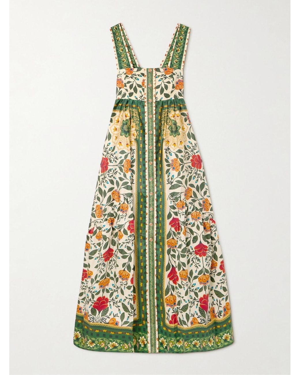 FARM Rio Garden Tapestry Open-Back Floral-Print Cotton-Poplin Maxi Dress in  White | Lyst
