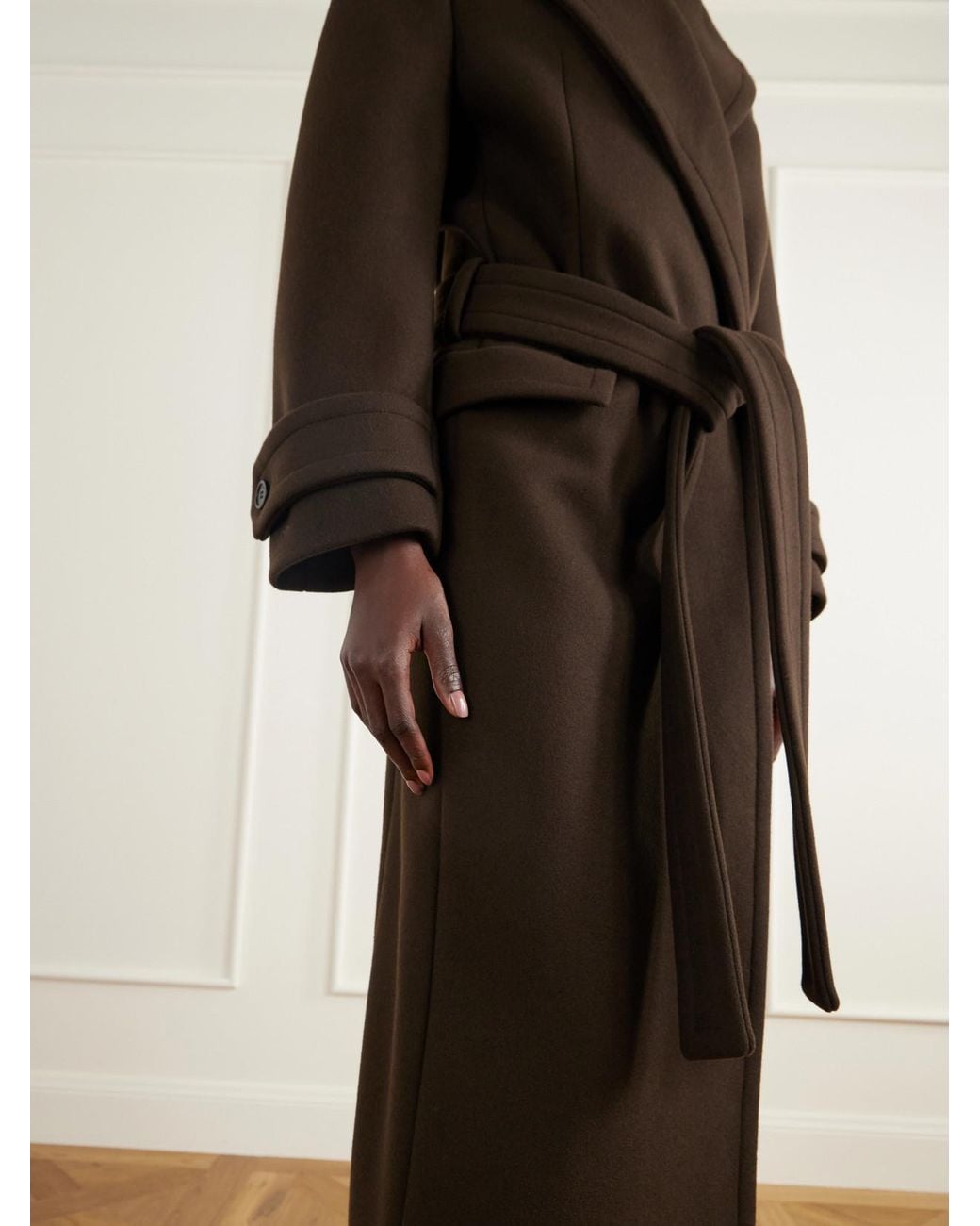 Balmain Black Belted Double-Breasted Wool-Felt Coat