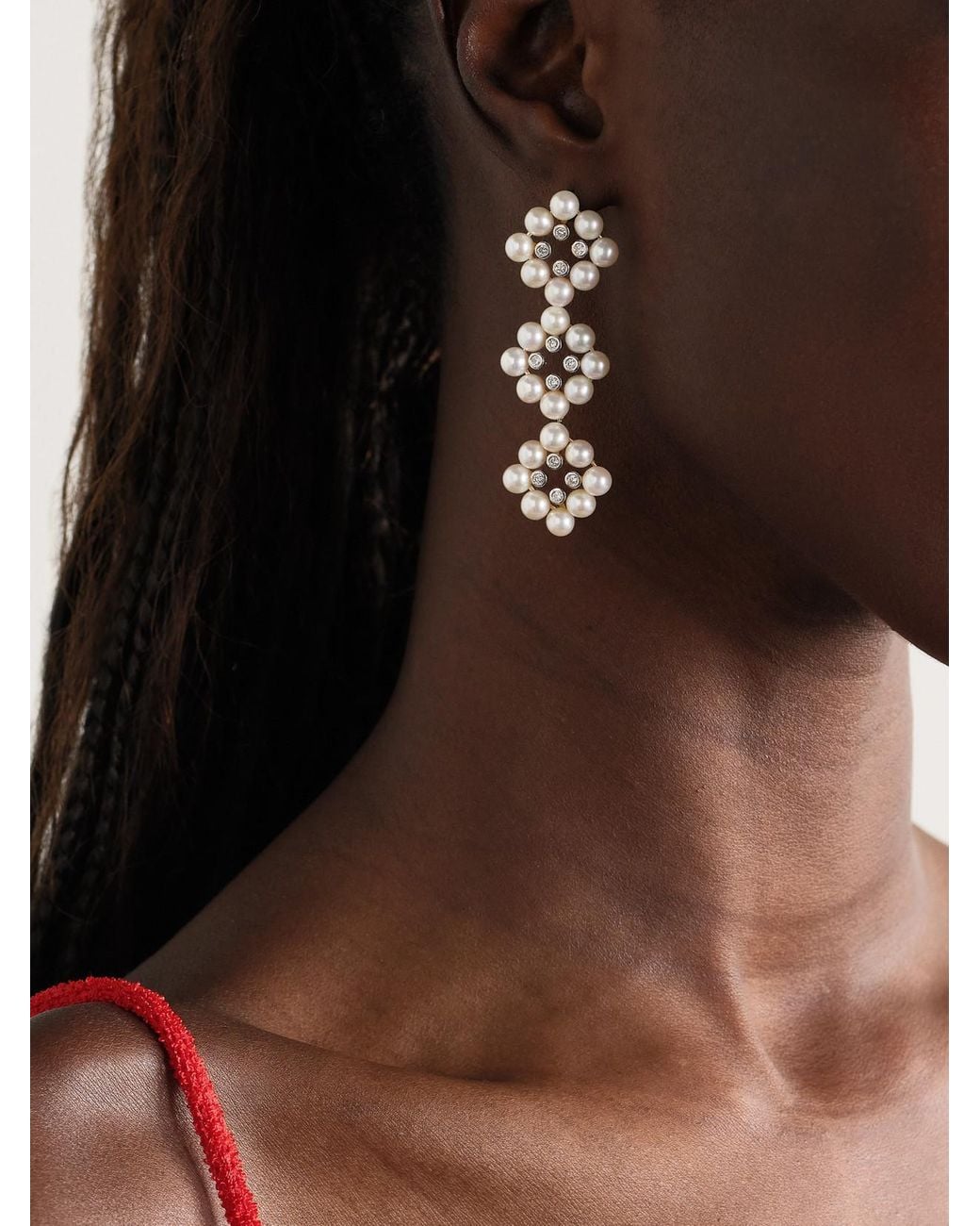 Mateo Natural 14-Karat, Pearl And Diamond Earrings