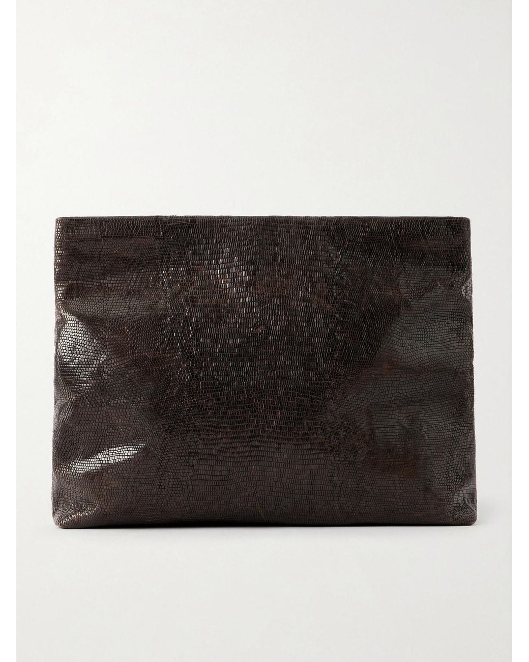 Nili Lotan Black Jerry Croc-Effect Leather Clutch