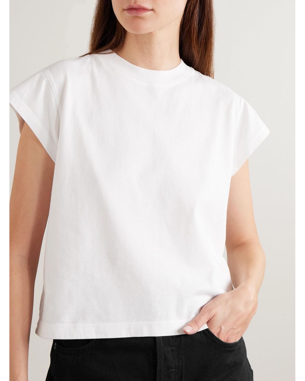 Agolde White Bryce Cotton-Jersey T-Shirt