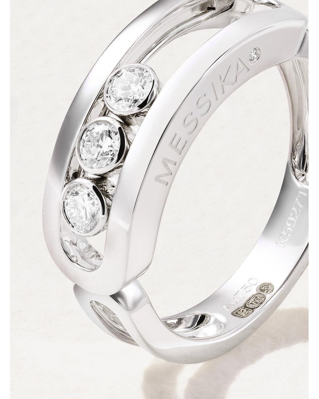 Bague Or Blanc 18 Carats Et Platine Avec Diamants – Taille 48 – Occasion – Pierre Centrale Oxyde