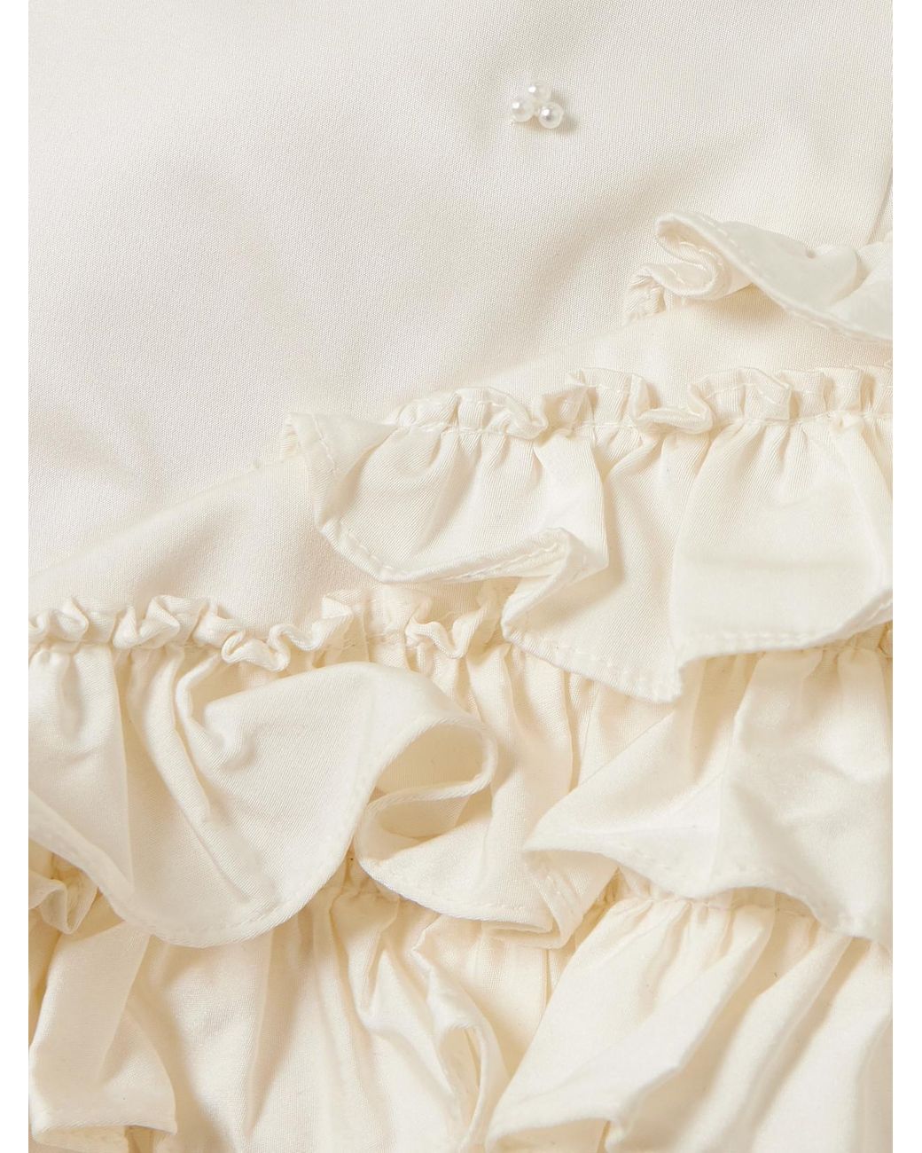 Clio Peppiatt Natural Ballerina Embellished Ruffled Taffeta Mini Dress