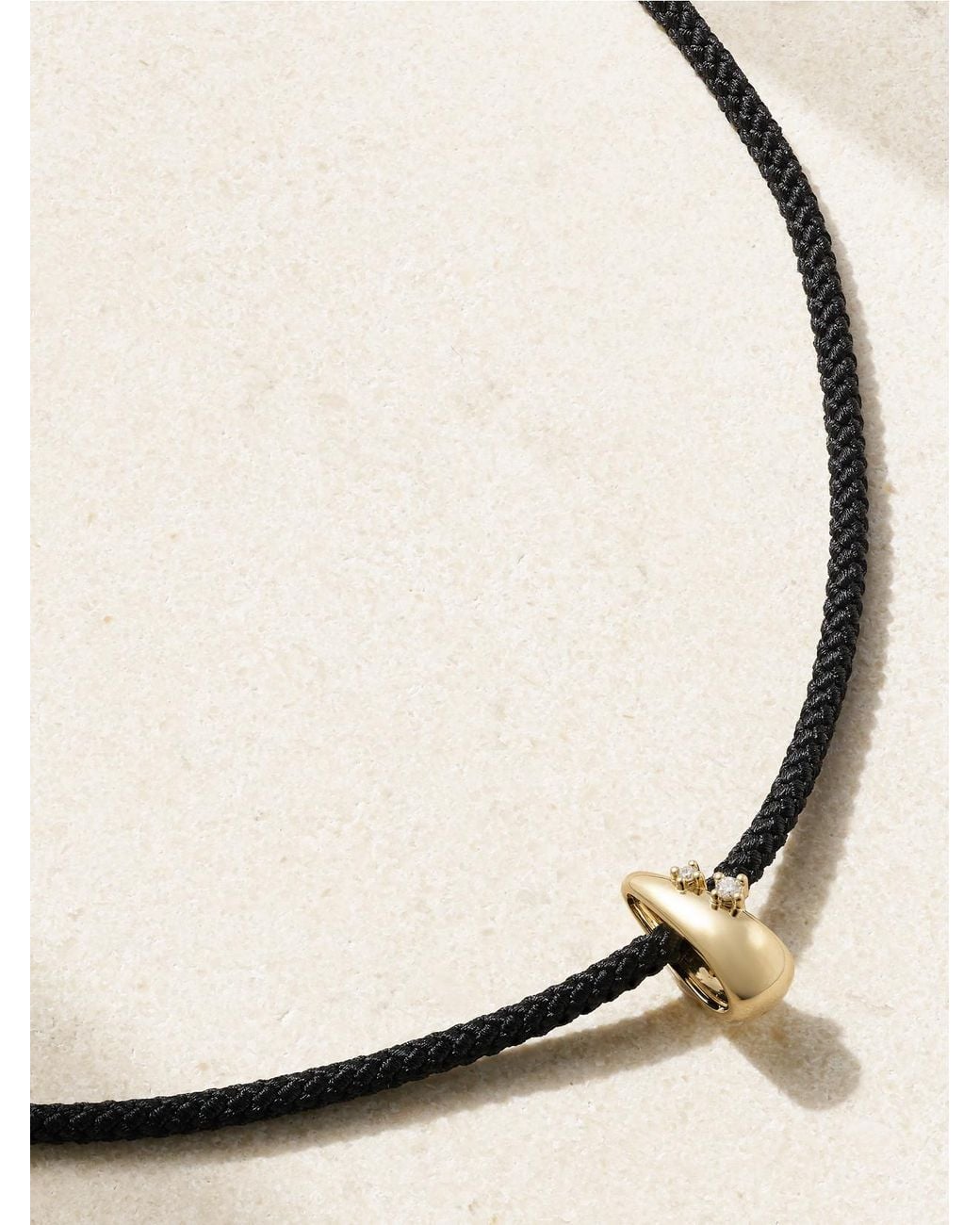 Mizuki Natural 14-Karat, Cord And Diamond Necklace
