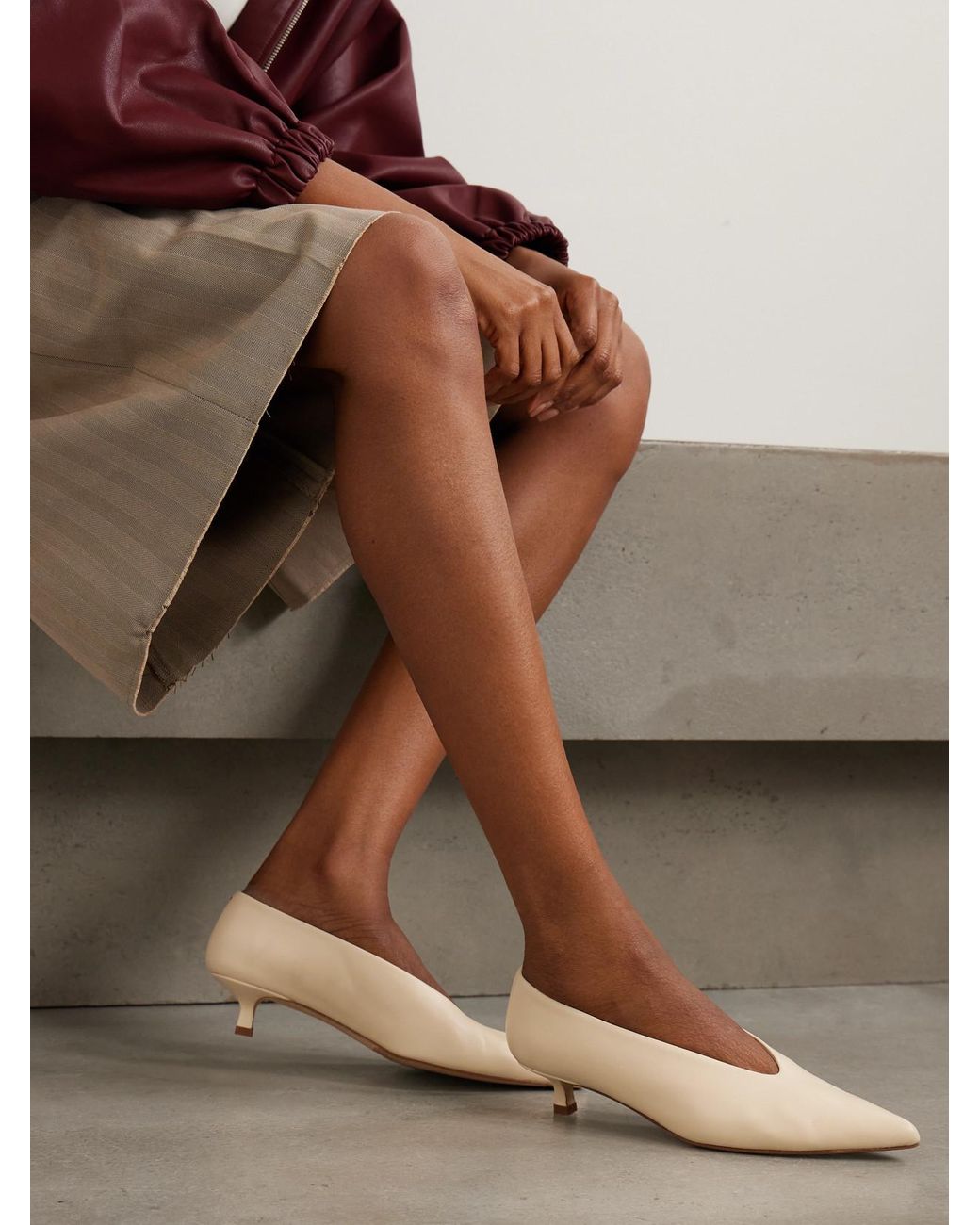 Aeyde Natural Clara Leather Pumps