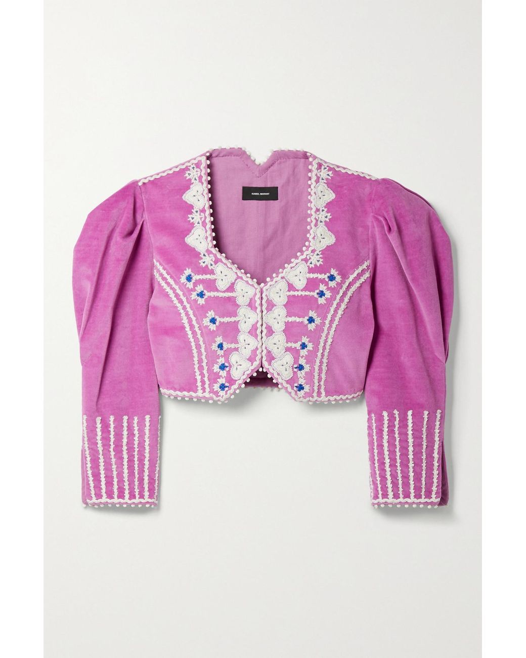 Isabel Marant Cidela Cropped Embellished Embroidered Velvet Jacket ...