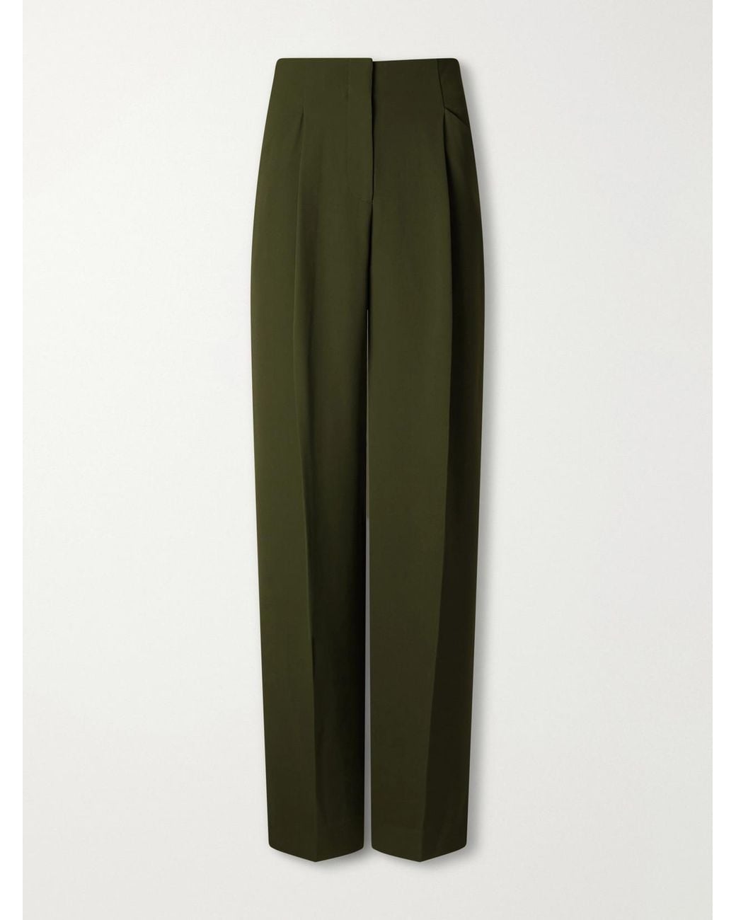 Veronica Beard Green Kenneth Stretch-Crepe Wide-Leg Pants