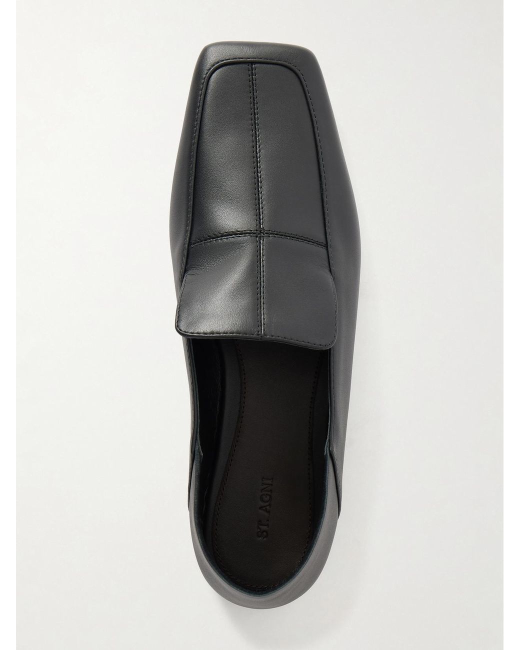 St. Agni Black Minimal Leather Loafers