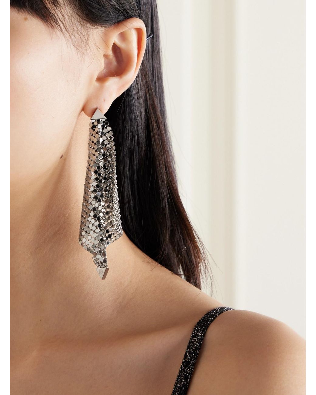 Rabanne White Pixel Flow-Tone Earrings