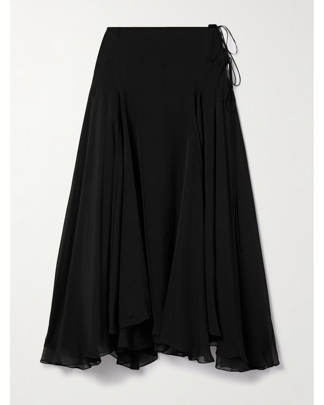 Kallmeyer Alyse Asymmetric Pleated Silk-Chiffon Skirt in Black | Lyst