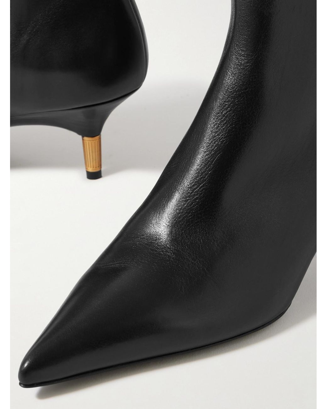 Khaite Black Bella Leather Ankle Boots