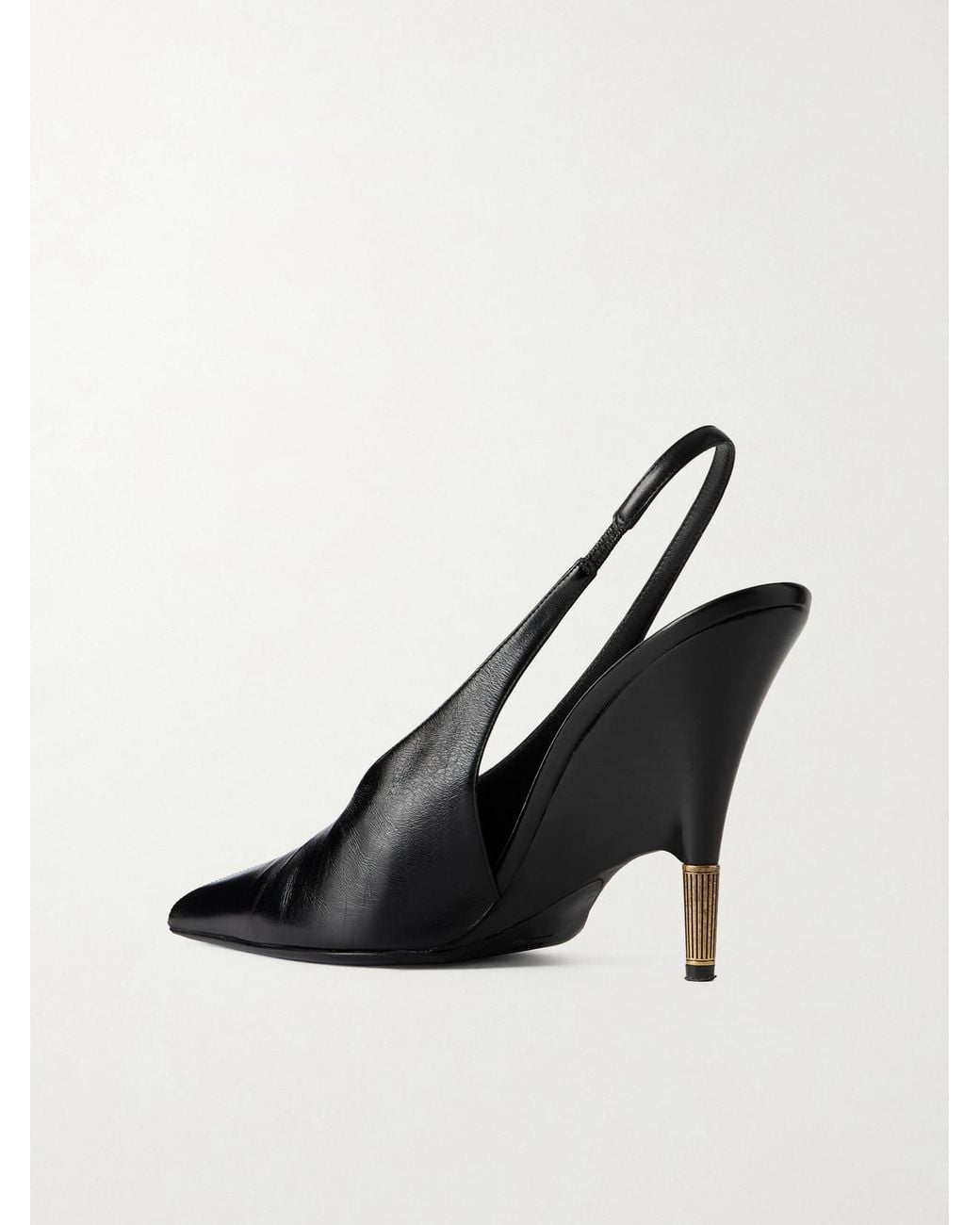 Khaite Black Bella Leather Slingback Pumps