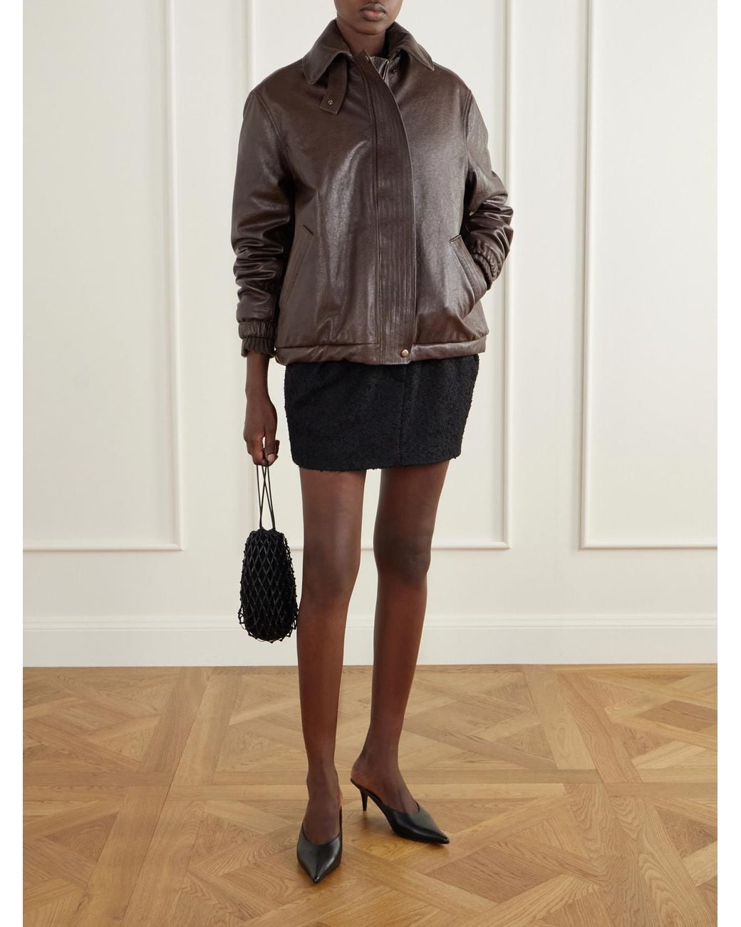 Magda Butrym Brown Leather Blouson Jacket