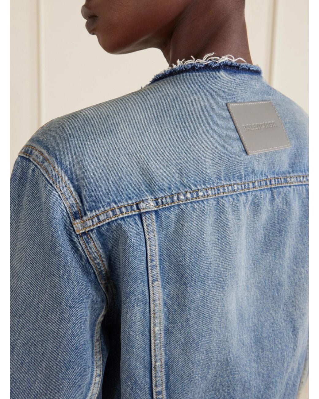 Balenciaga Blue Distressed Denim Jacket
