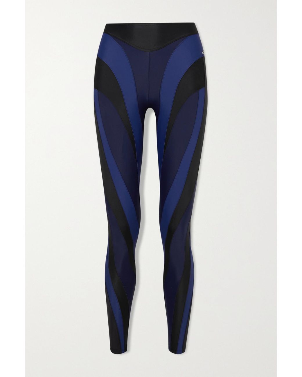 Mugler Spiral Paneled Stretch Leggings in Blue Lyst