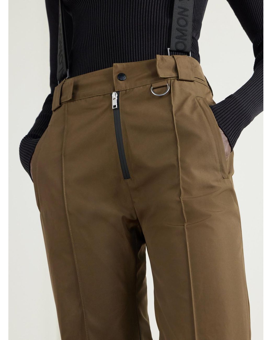 Yves Salomon Natural Suspender Pintucked Shell Flared Ski Pants