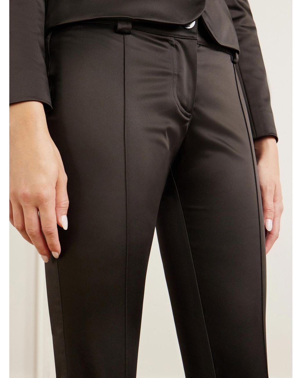 Gucci Black Low-Rise Satin Slim-Fit Pants